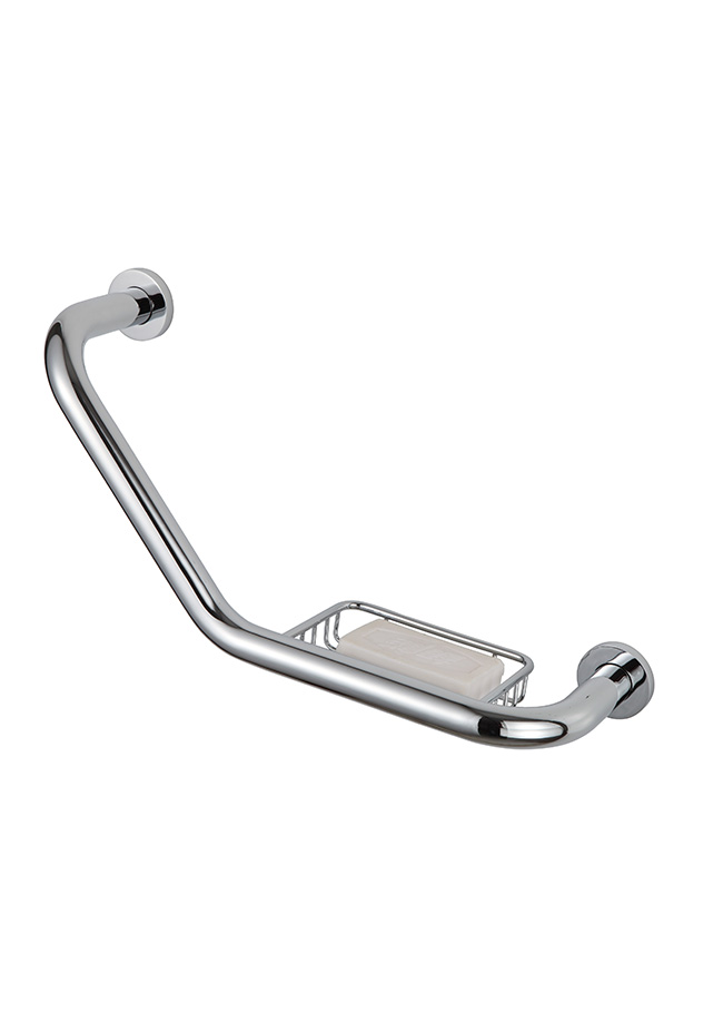 BARRA DE SEGURIDAD CROMADA + JABONERA 48CM